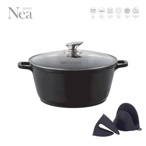 SQ Professional Nea Non-Stick Aluminium Stock Pot Black 20Cm (9375)