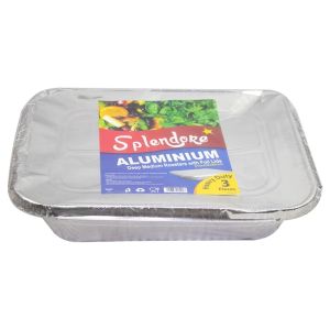 Aluminium Foil Roasting Tins With Lids 310 x 250 x 60mm 3pcs (Fdr32)