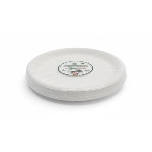 SDL 10'' White Round Bagasse Plate- 25Pcs (BGS08)